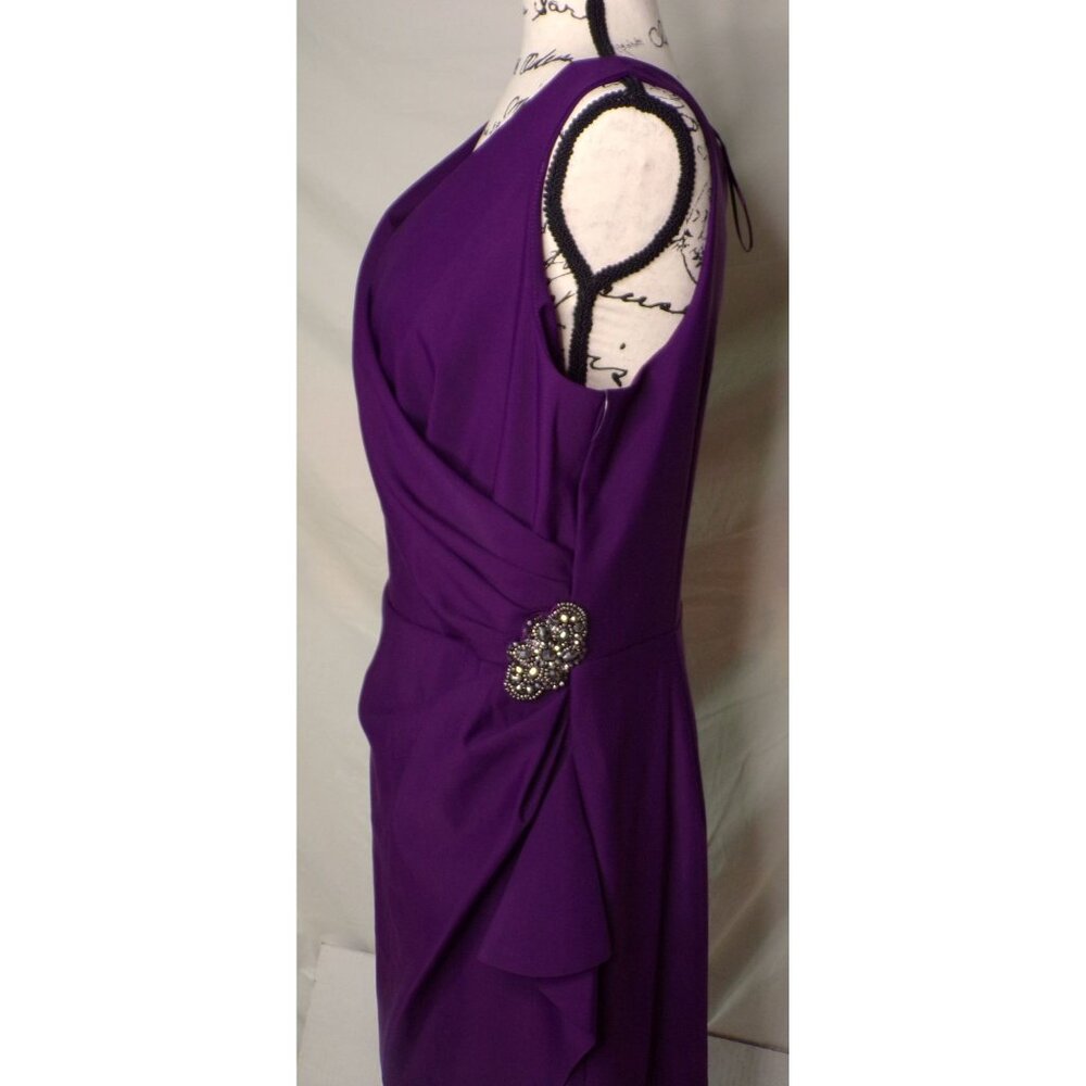 🆕ALEX EVENINGS Side Ruched Embellished Cocktail Dress Purple 14 - Picture 5 of 11